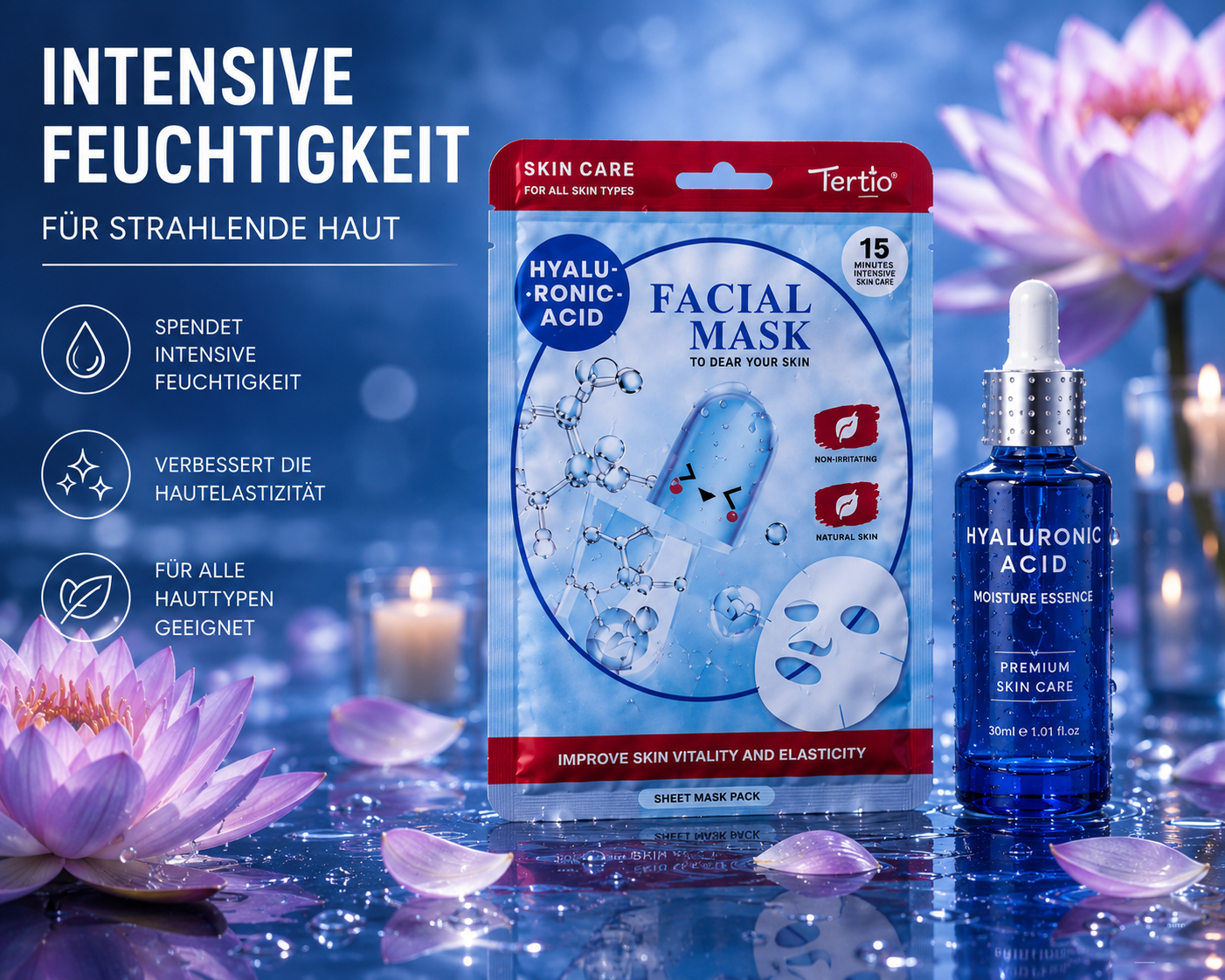 💙 Hyaluron Gesichtsmaske – Intensive Feuchtigkeit & Strahlender Glow