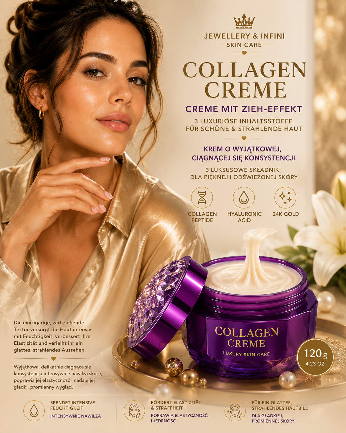 Collagen Creme mit Zieh-Effekt – Luxuspflege für strahlend schöne Haut ✨