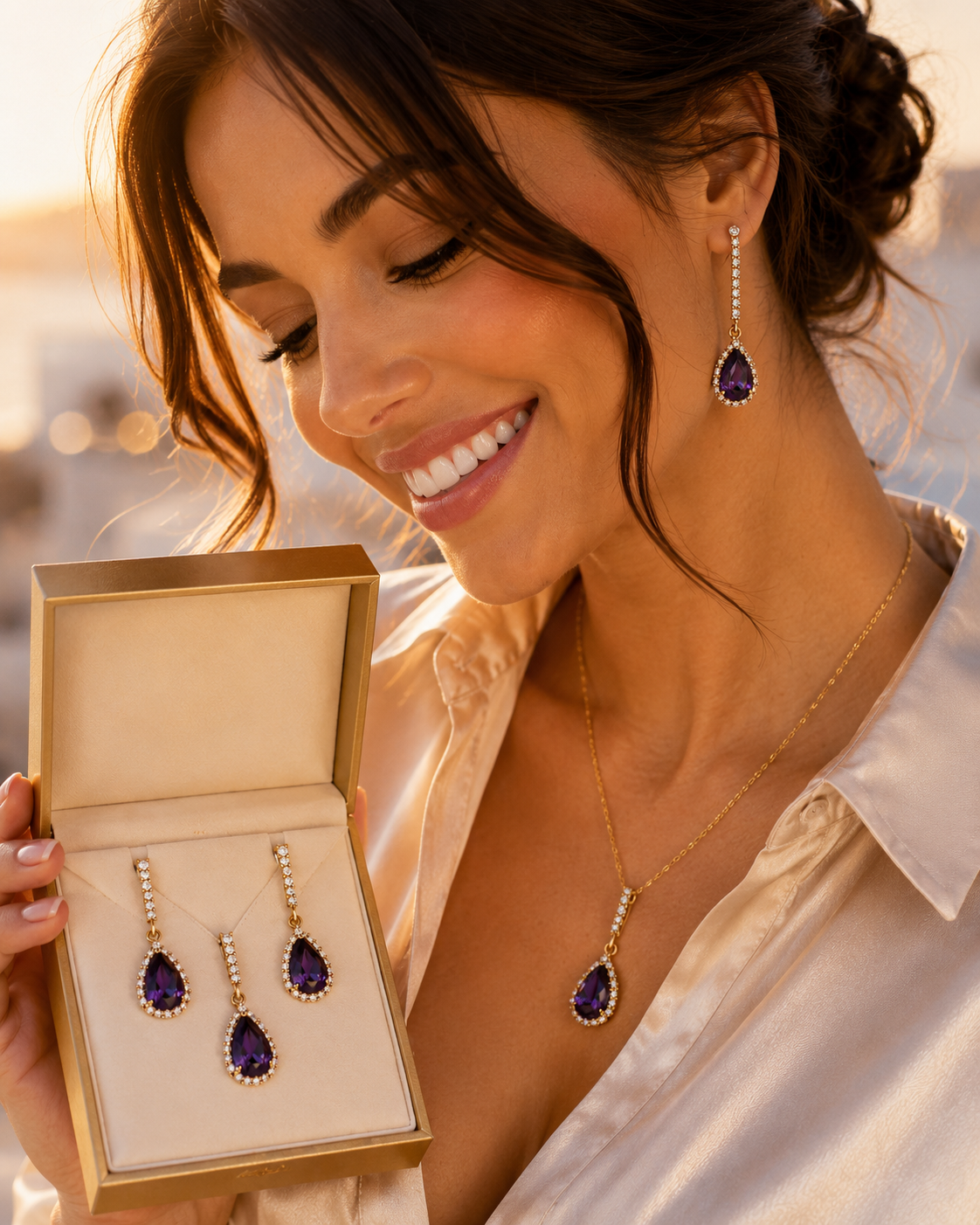 Elegantes Schmuckset „Amethyst Grace“ – Tiefvioletter Glanz voller Eleganz