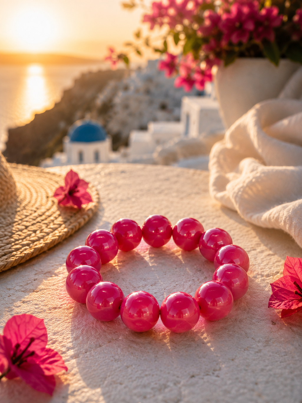 Elastisches Perlenarmband in Pink mit Perlmuttglanz – Sommerliches Statement-Armband