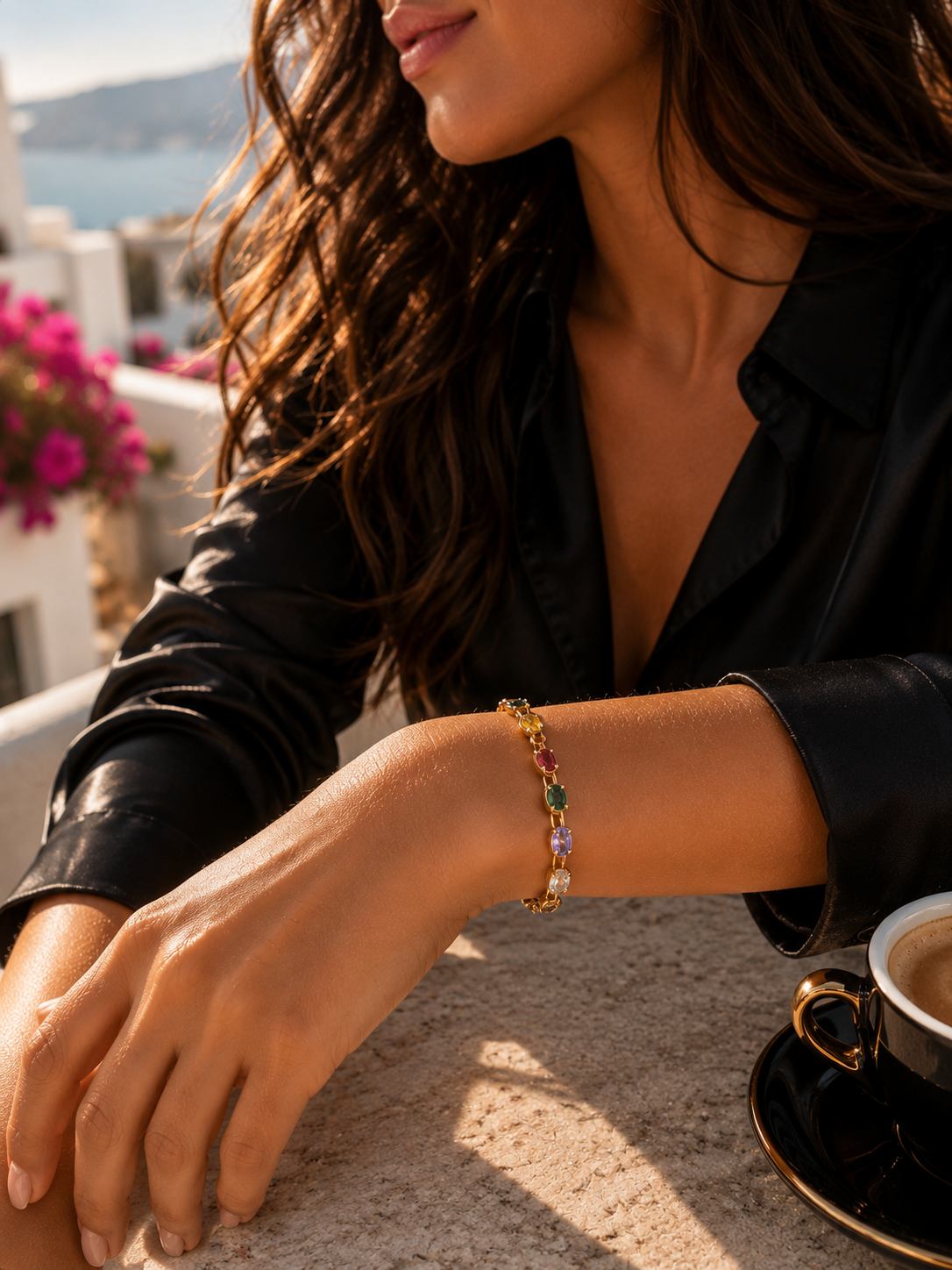 Elegantes Armband mit bunten Zirkonia – 18–19,5 cm | Wasserfest & nickelfrei