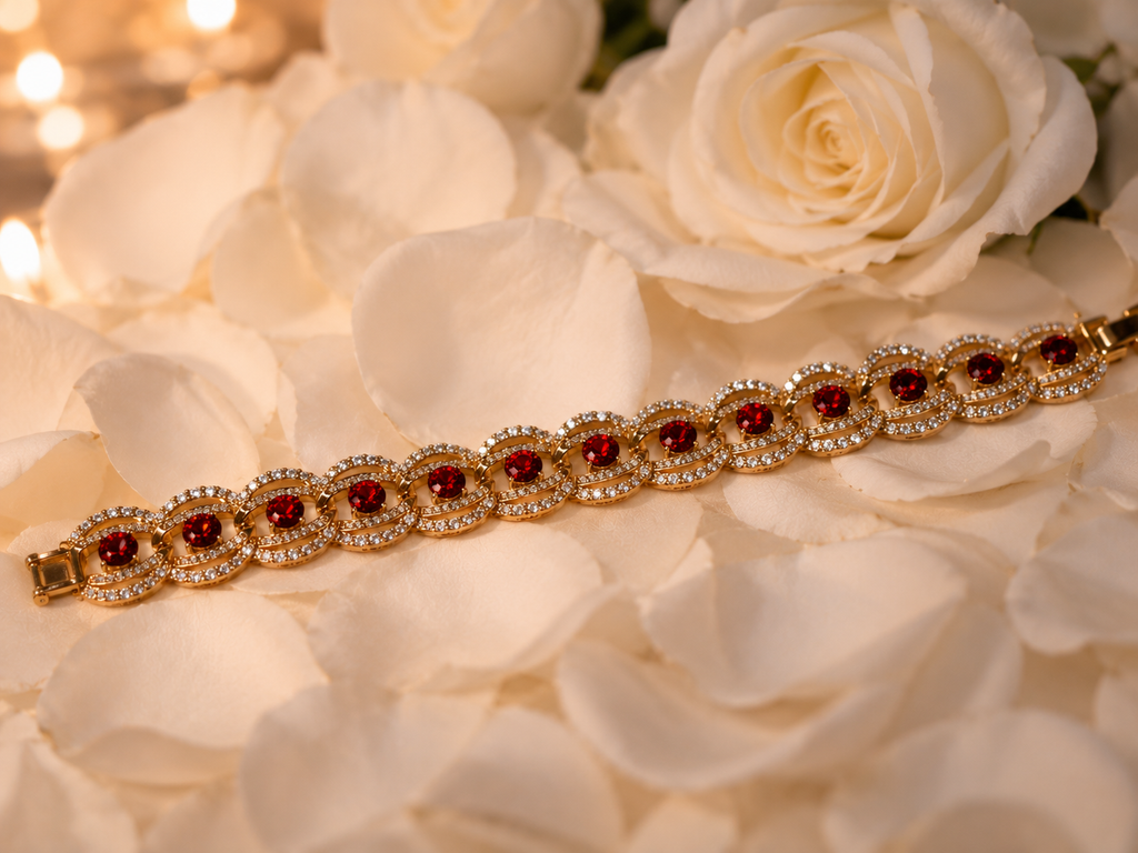 Elegantes Armband mit rubinroten Zirkonia