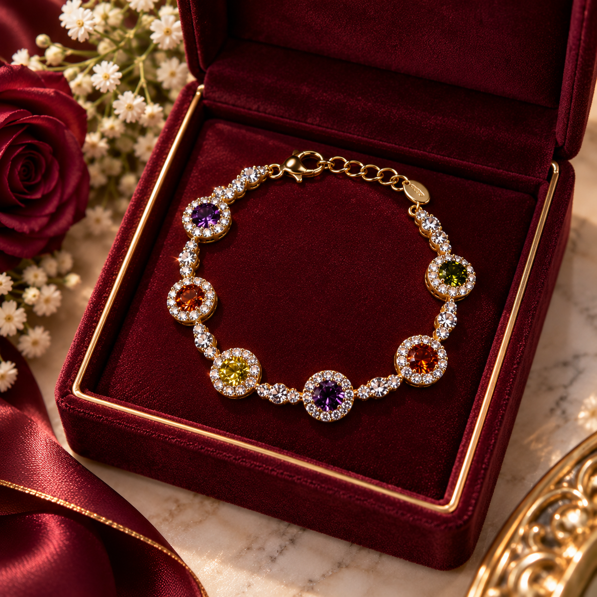 Damenarmband mit bunten Zirkonia ✨
