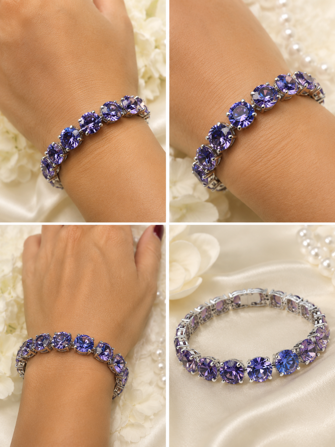 Violet Royal – Luxus Armband mit violetten Zirkonia | Platin-Optik