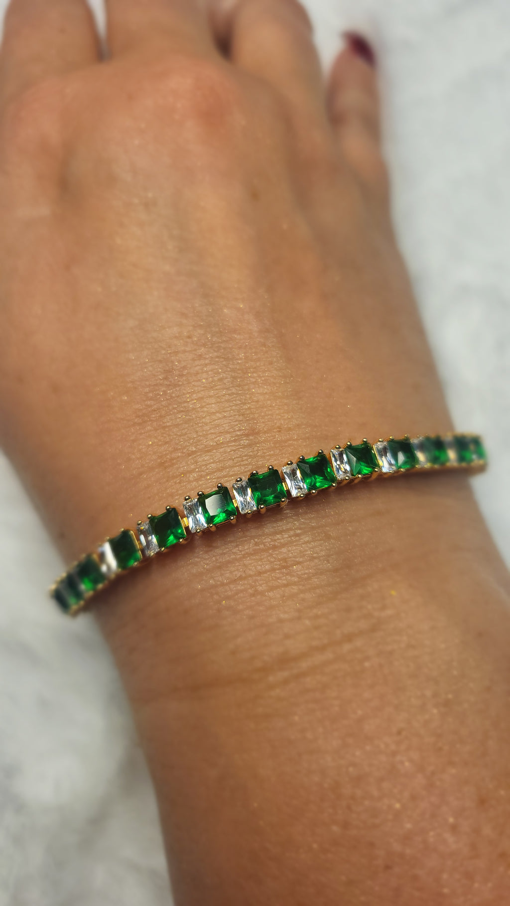 💚 Emerald Shine – Luxus Armband mit Smaragd-Zirkonia | 18K Gold-Optik ✨