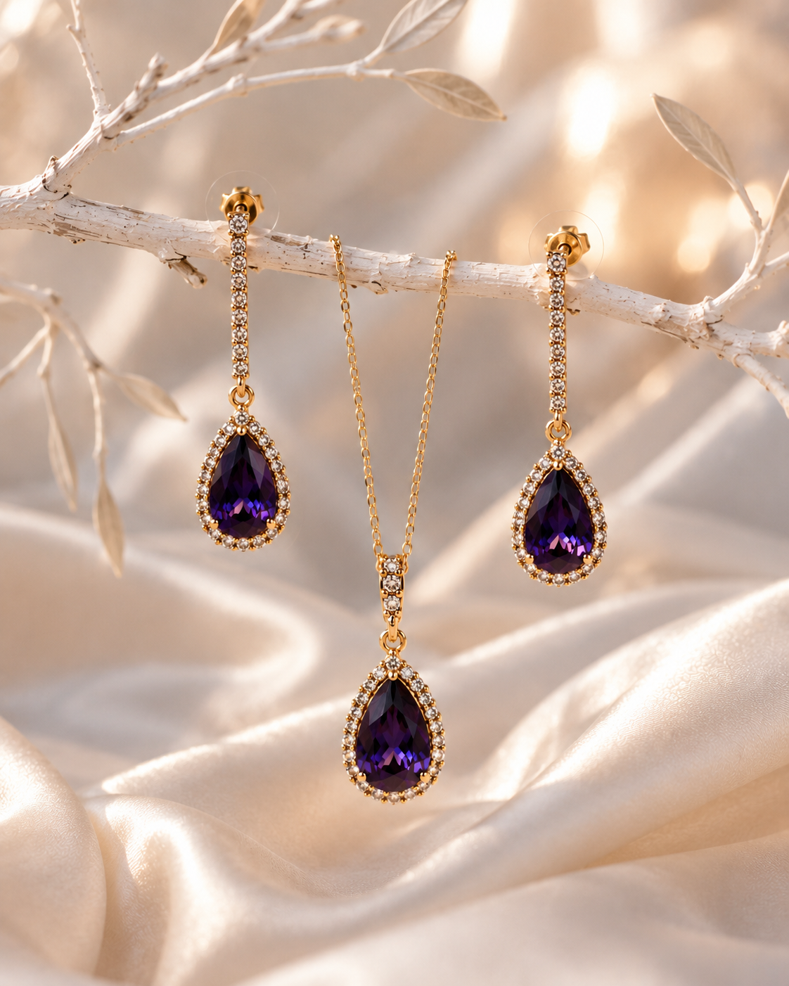 Elegantes Schmuckset „Amethyst Grace“ – Tiefvioletter Glanz voller Eleganz