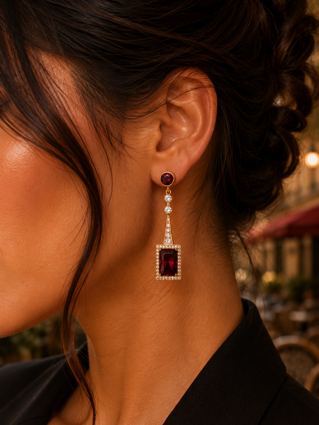 Bordeaux Luxus Statement-Ohrringe – 18K vergoldet | 5,5 cm ❤️✨
