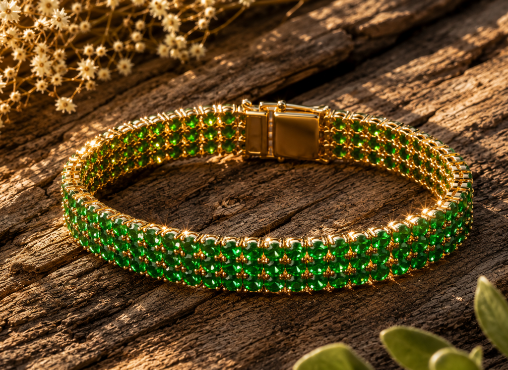 ✨ Elegantes Tennisarmband in Smaragdgrün