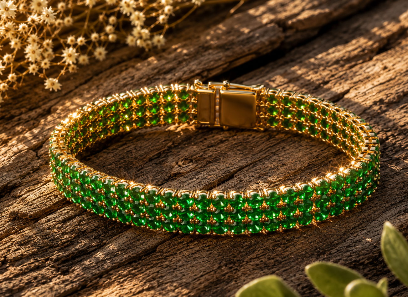 ✨ Elegantes Tennisarmband in Smaragdgrün
