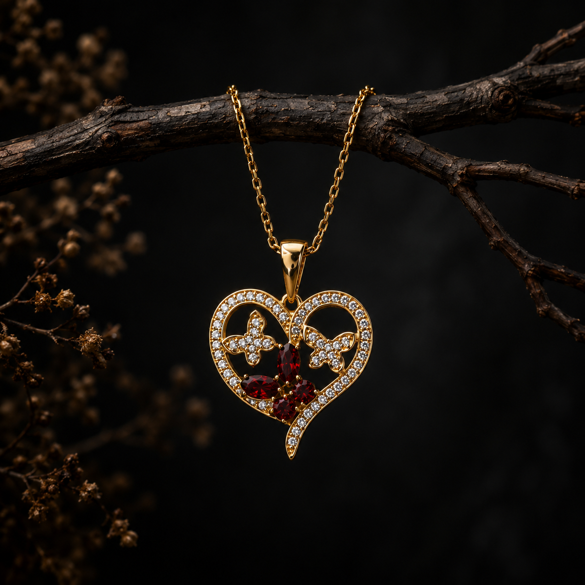 Butterfly Heart Romance – Halskette 50 cm