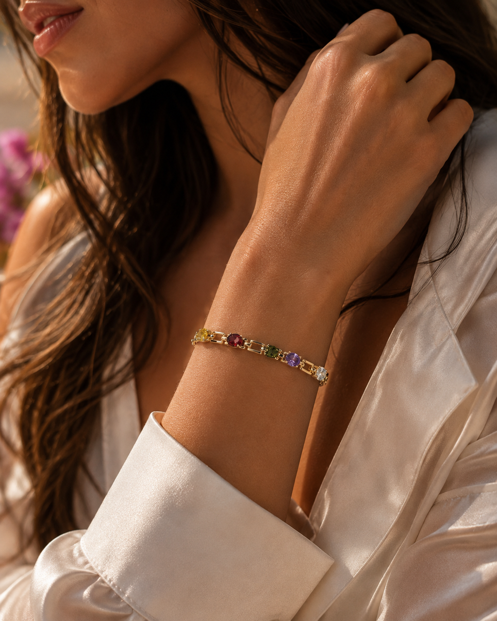 Elegantes Armband mit bunten Zirkonia – 18–19,5 cm | Wasserfest & nickelfrei