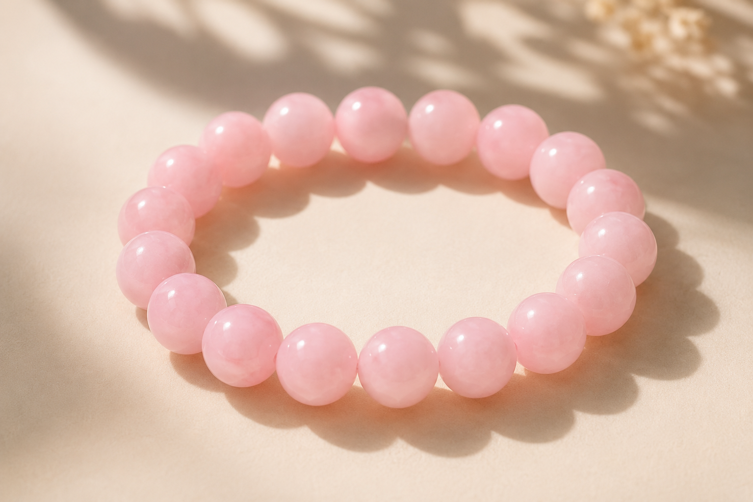 Elastisches Perlenarmband in zartem Rosa – Elegantes Statement-Armband