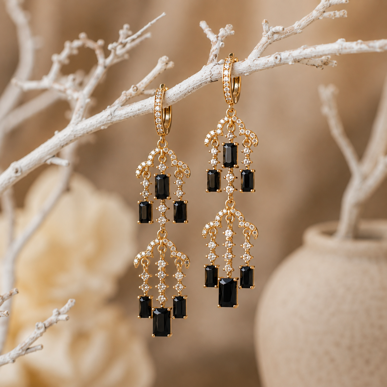 Midnight Glamour Ohrringe Noir Crystal