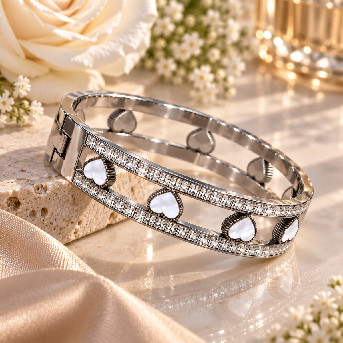 Armreifen Silver Herzen mit Zirkonia