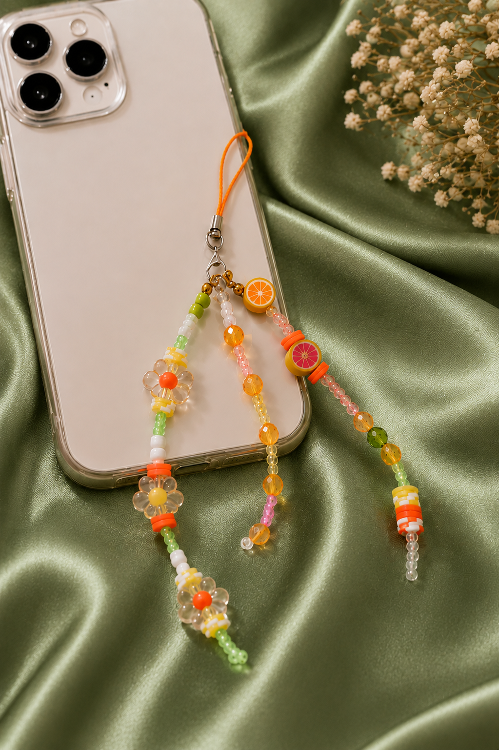 🍊 Handgefertigter Handy-Anhänger – ein echtes Unikat 🍋
