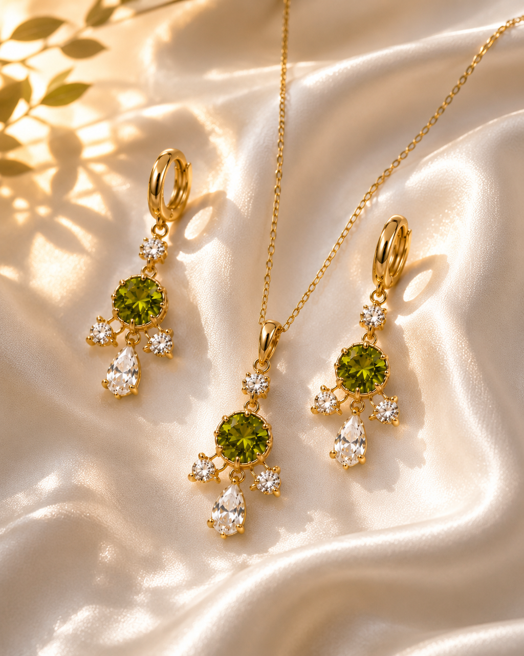 💚 Elegantes Schmuckset mit pistaziengrüner ZirkoniaHinweis: