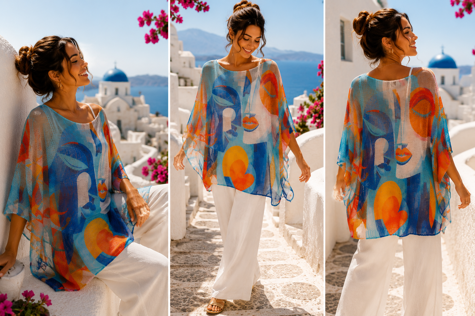 Leichter Feinstrick-Pullover im mediterranen Design