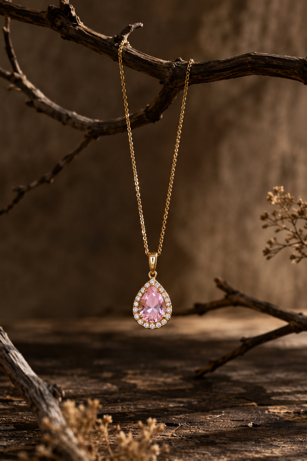 Rosé Crystal Glow – Halskette