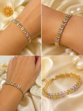 👑 Royal Blossom – Luxus Armband mit Lavendel- & Peridot-Zirkonia 💜💚✨