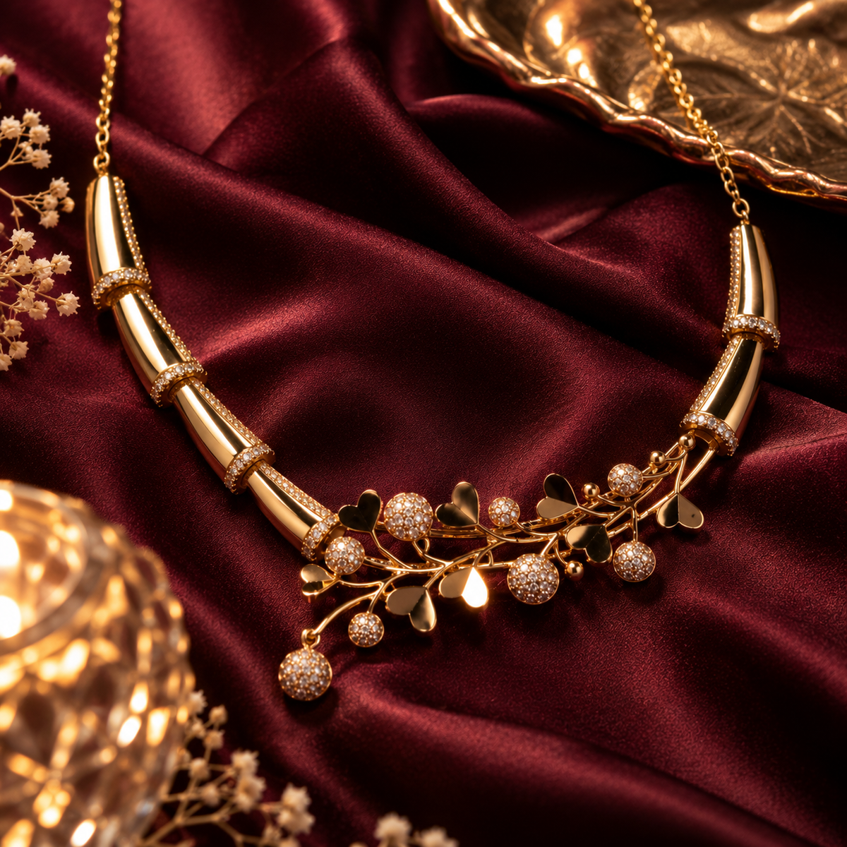 Goldene Blätter – Schmuck voller Magie 45-47 cm.