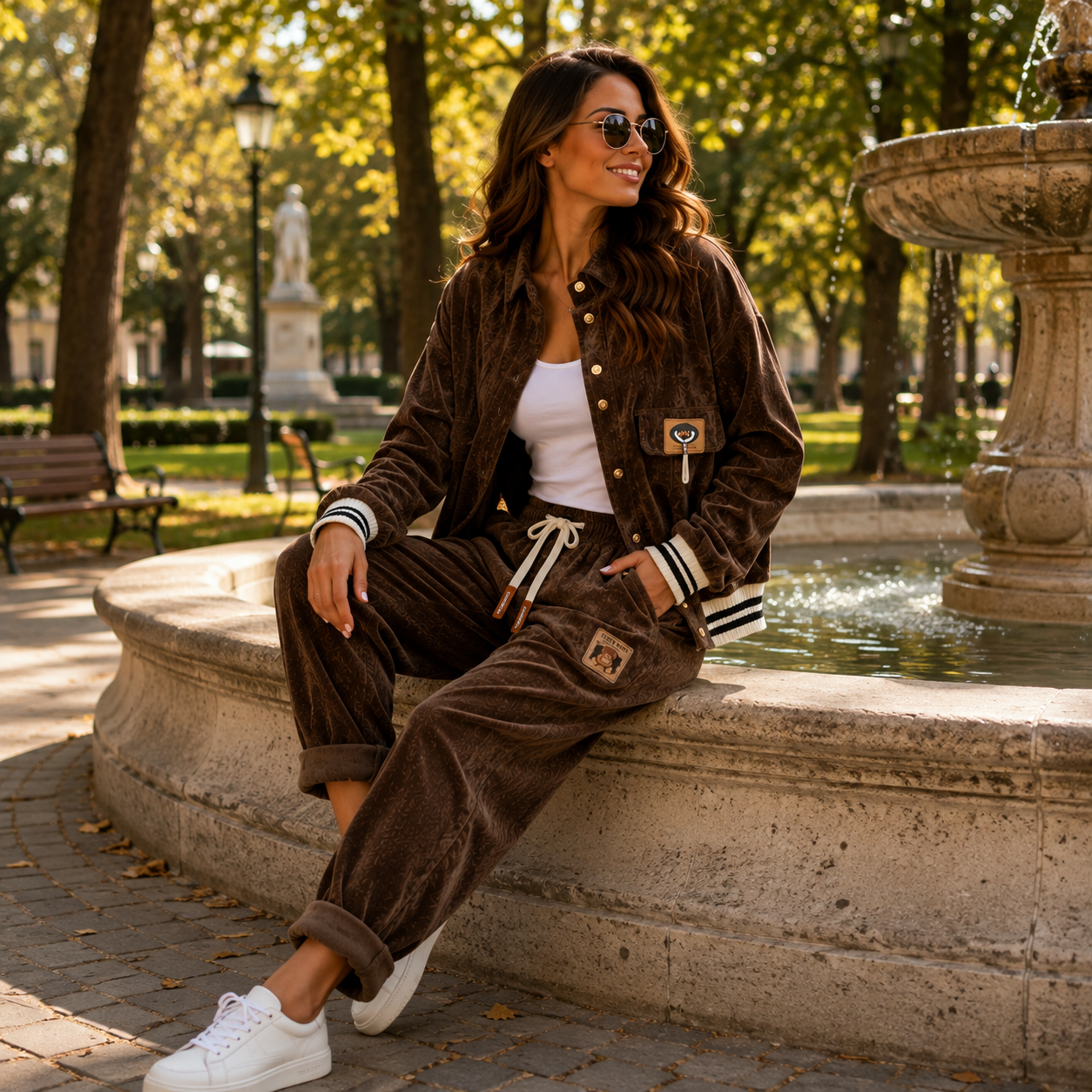 Brauner Cord Zweiteiler Damen – Jacke & Hose – Lässiger Oversize Look