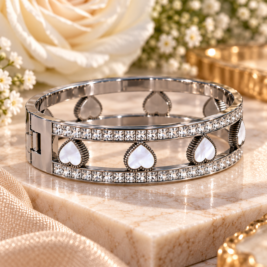 Armreifen Silver Herzen mit Zirkonia