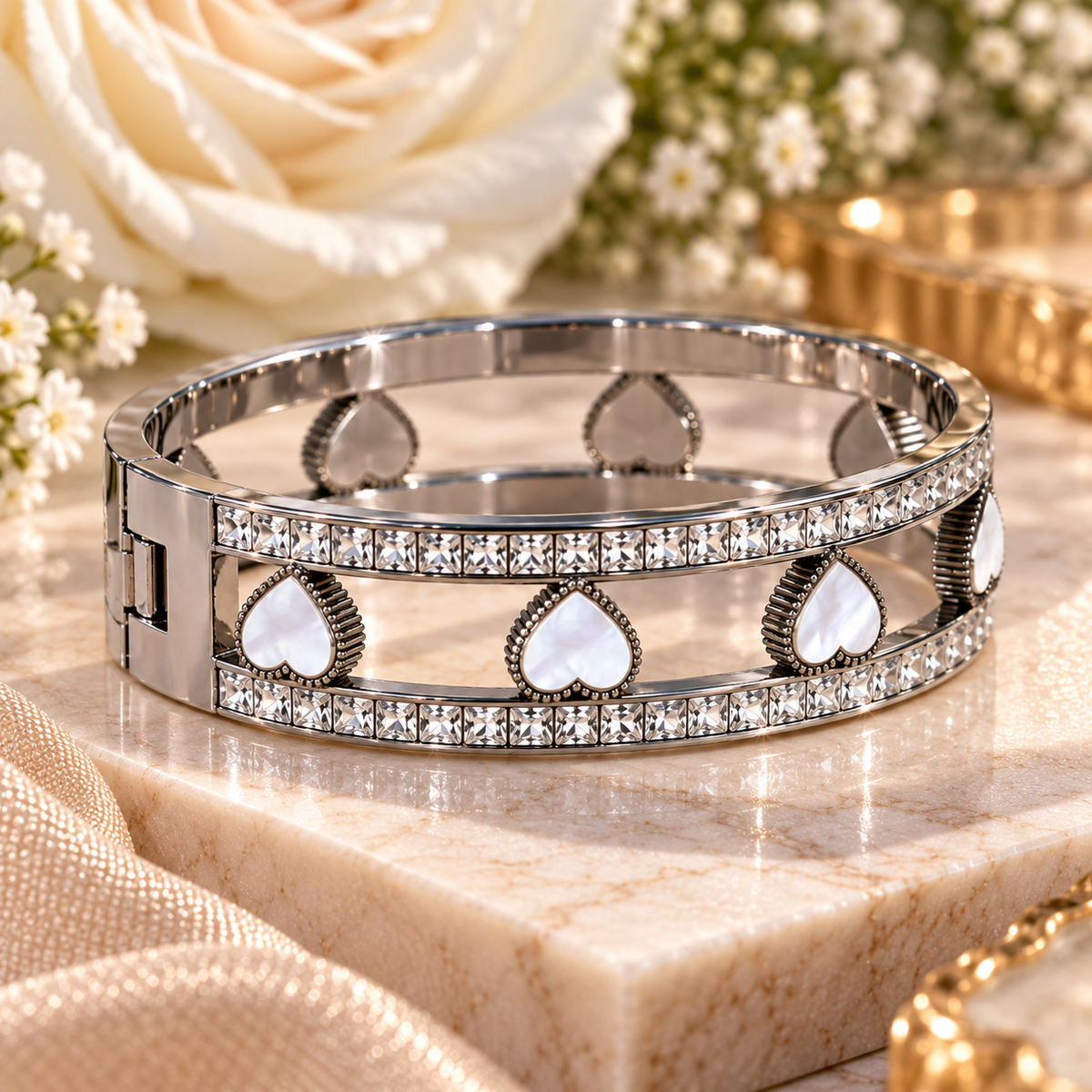 Armreifen Silver Herzen mit Zirkonia