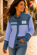💙 Damenbluse Jeans & Baumwolle Premium