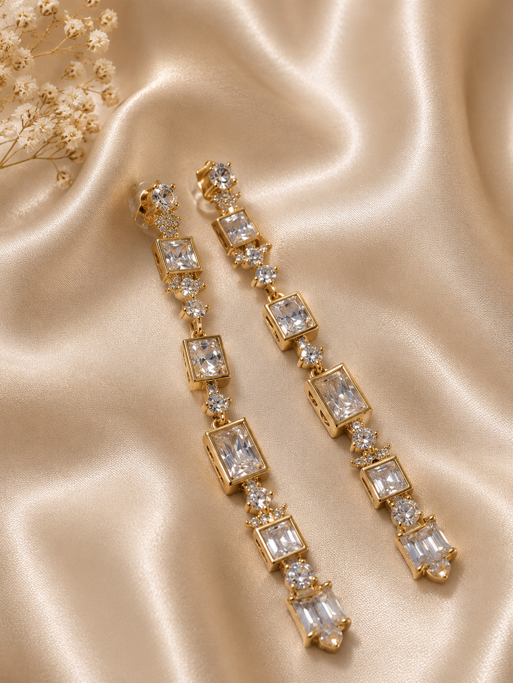 Elegante lange Ohrringe mit Zirkonia – 6 cm