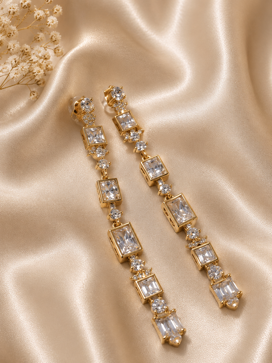 Elegante lange Ohrringe mit Zirkonia – 6 cm