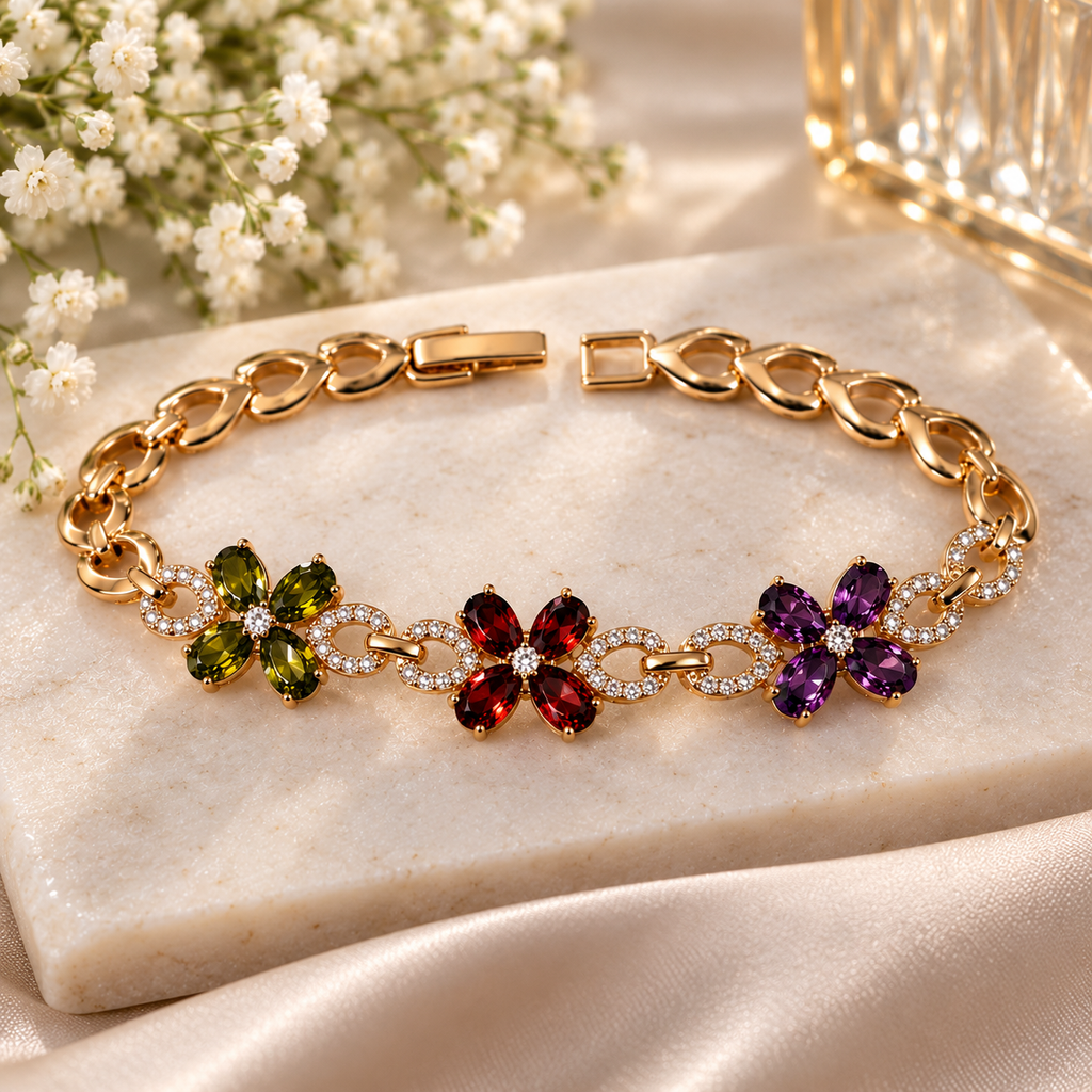 Elegantes Blumen Armband mit Zirkonia 🌸✨