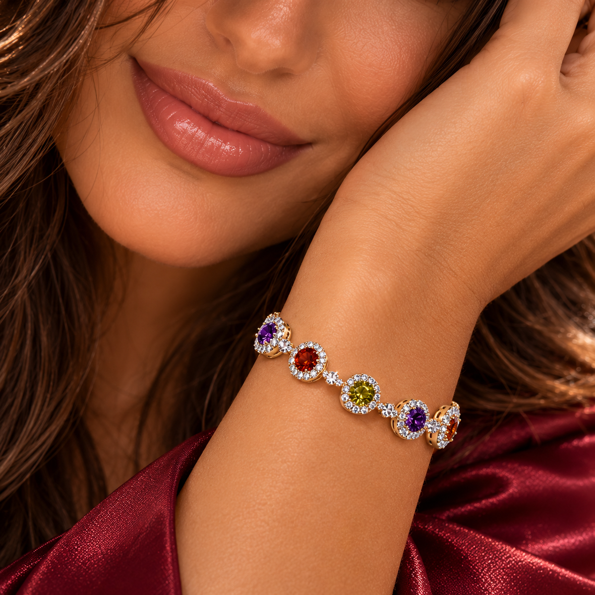 Damenarmband mit bunten Zirkonia ✨