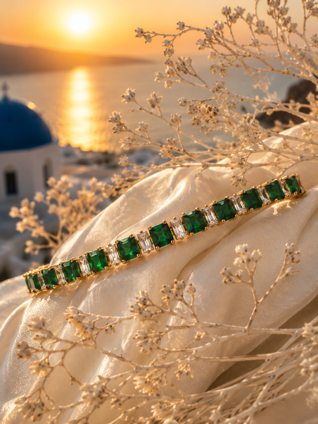 Emerald Shine – Luxus Armband mit Smaragd-Zirkonia | 18K Gold-Optik