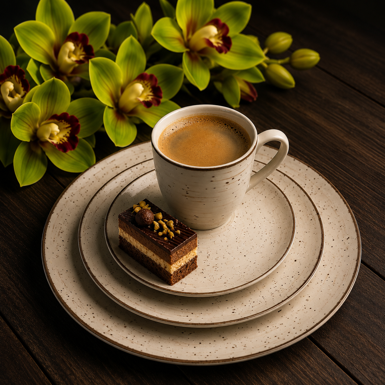 4-teiliges Dessert- und Frühstücksset Vintage Creme