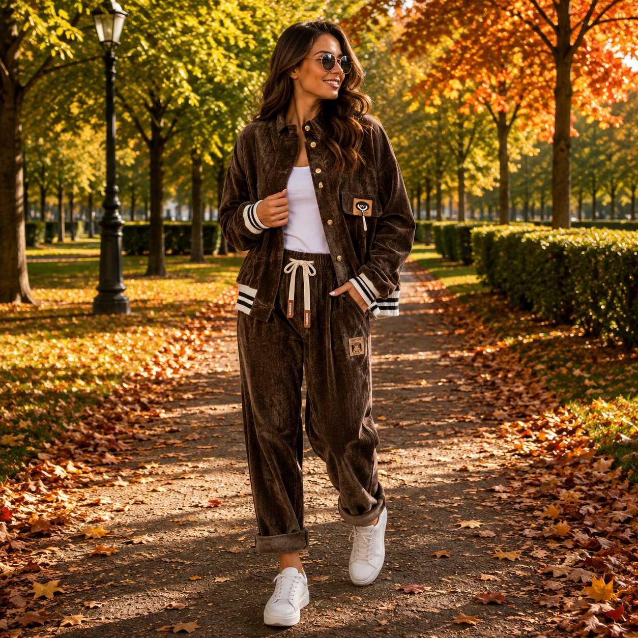Brauner Cord Zweiteiler Damen – Jacke & Hose – Lässiger Oversize Look