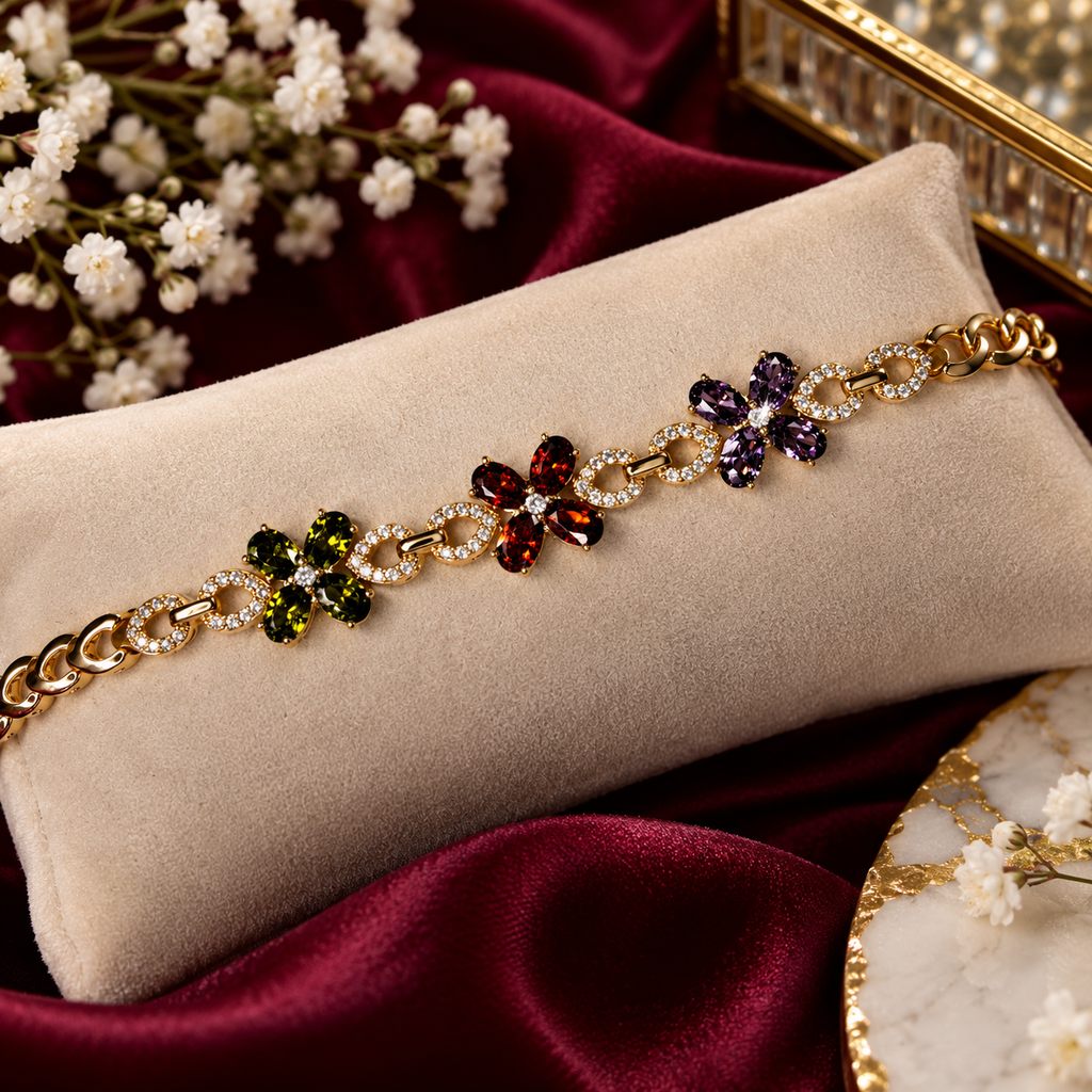 Elegantes Blumen Armband mit Zirkonia 🌸✨