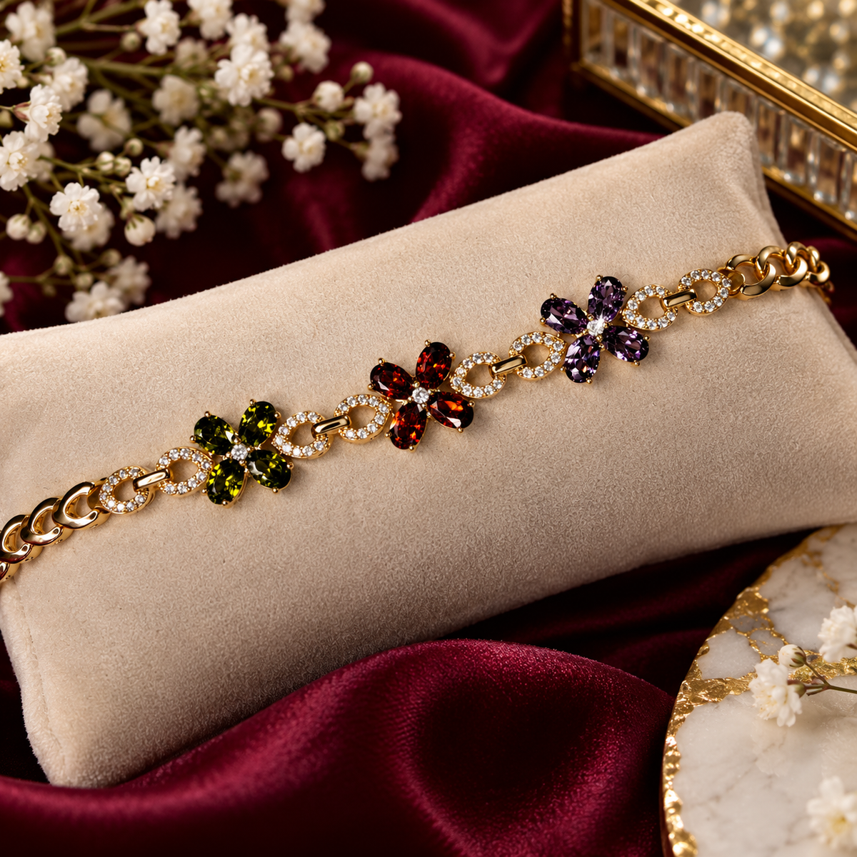 Elegantes Blumen Armband mit Zirkonia 🌸✨