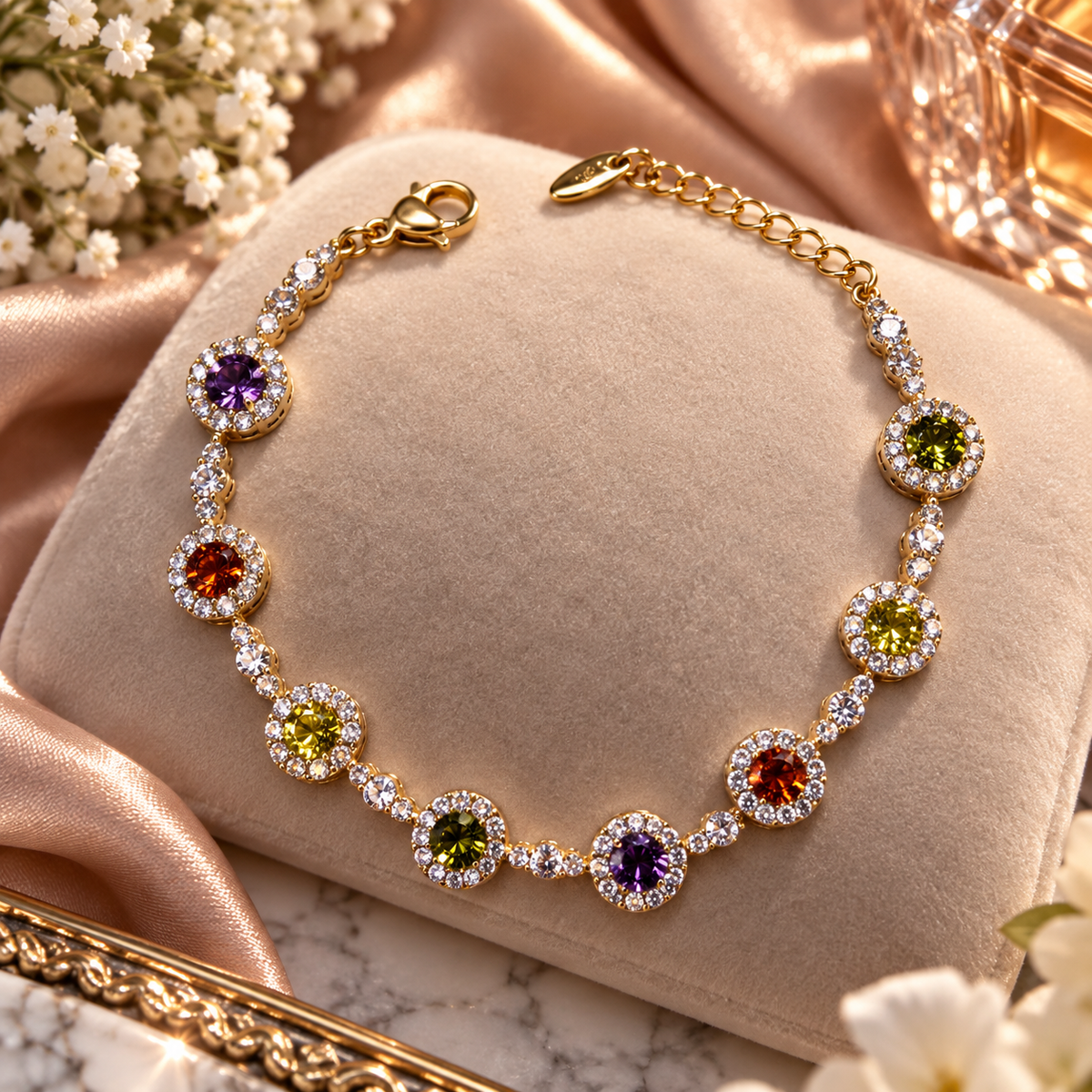 Damenarmband mit bunten Zirkonia ✨