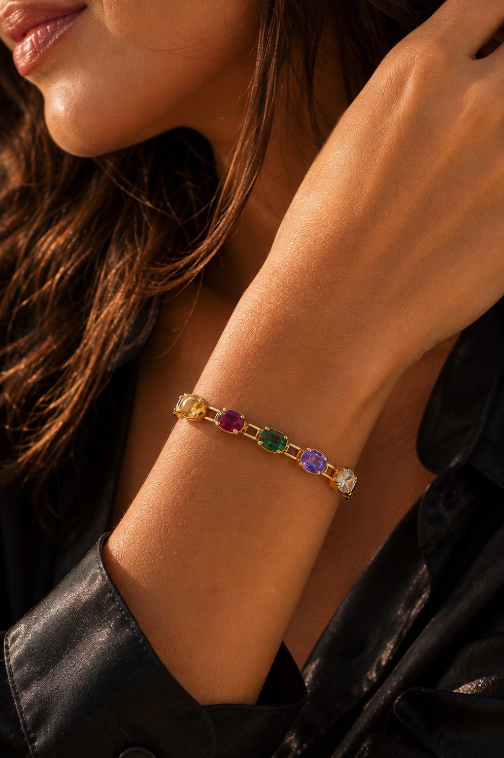 Elegantes Armband mit bunten Zirkonia – 18–19,5 cm | Wasserfest & nickelfrei