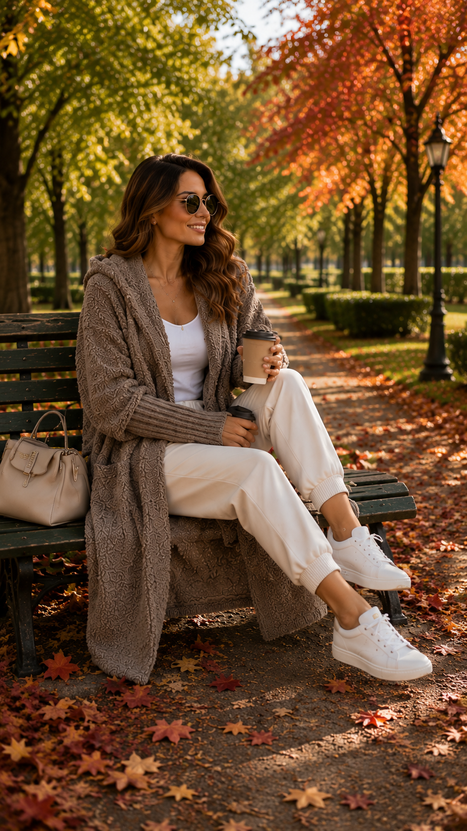 Long Bouclé Cardigan mit Kapuze – Oversize M–XL