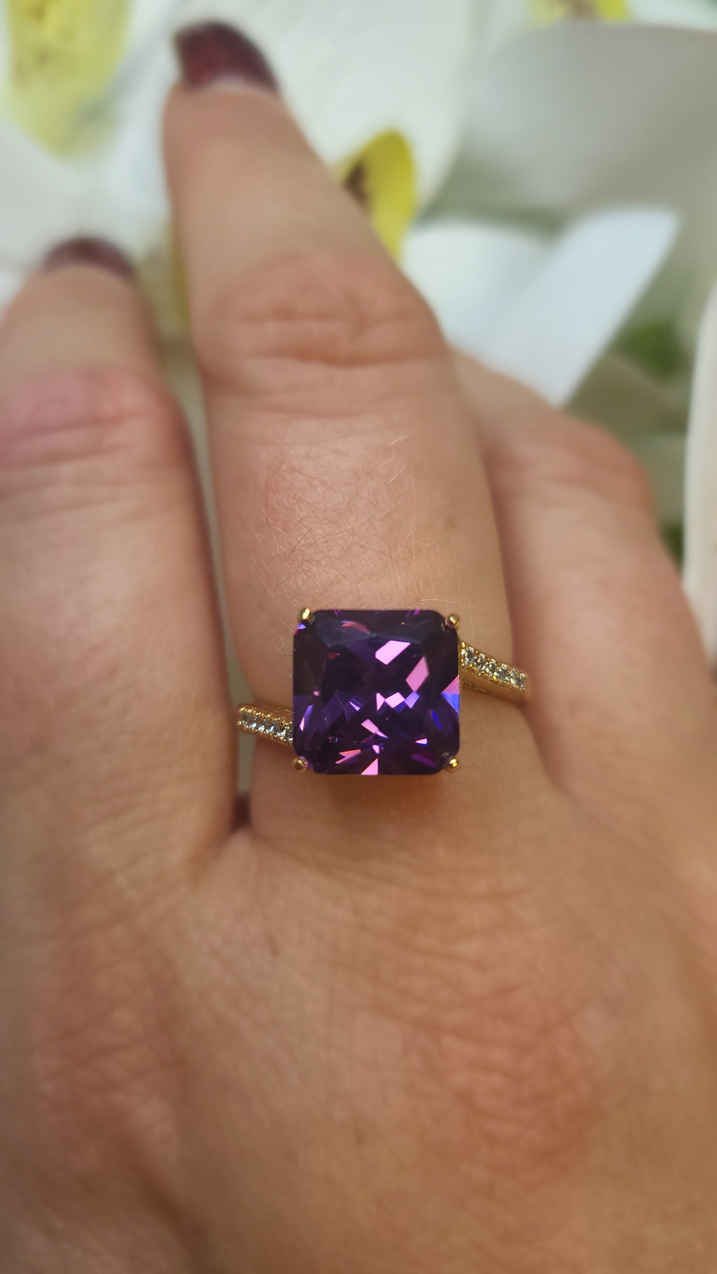 👑 Royal Violet Ring – Chirurgischer Stahl 18K vergoldet Gr.8 💜✨