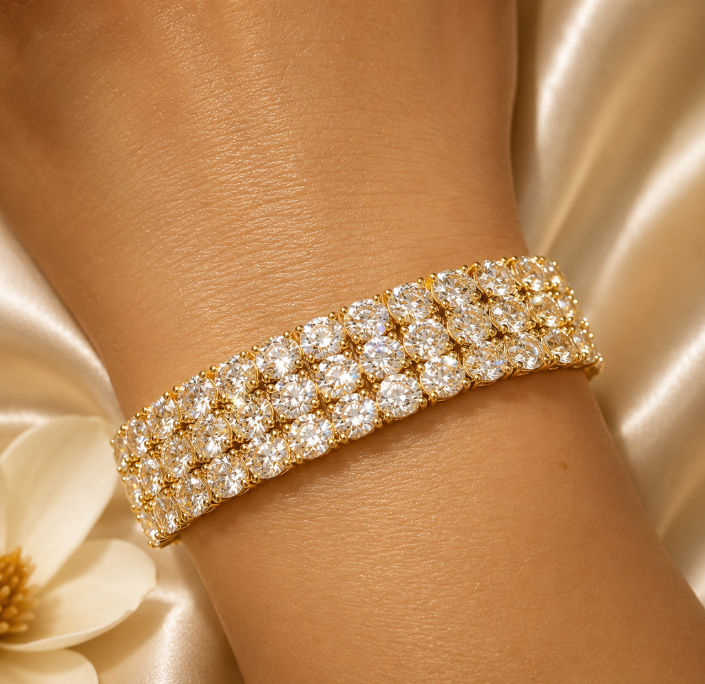 👑 Diamond Glow – Luxus Armband mit Premium-Zirkonia | 18K Gold-Optik ✨💎