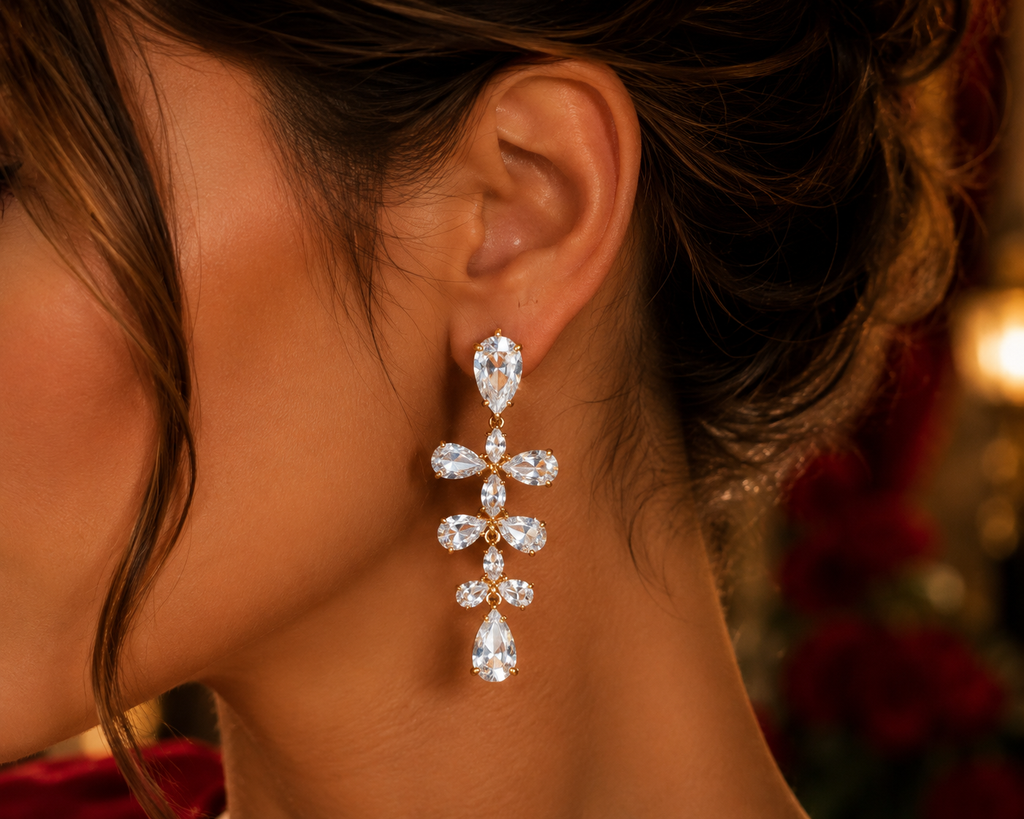 Luxus Kristall Statement-Ohrringe – 18K vergoldet | 6 cm ✨