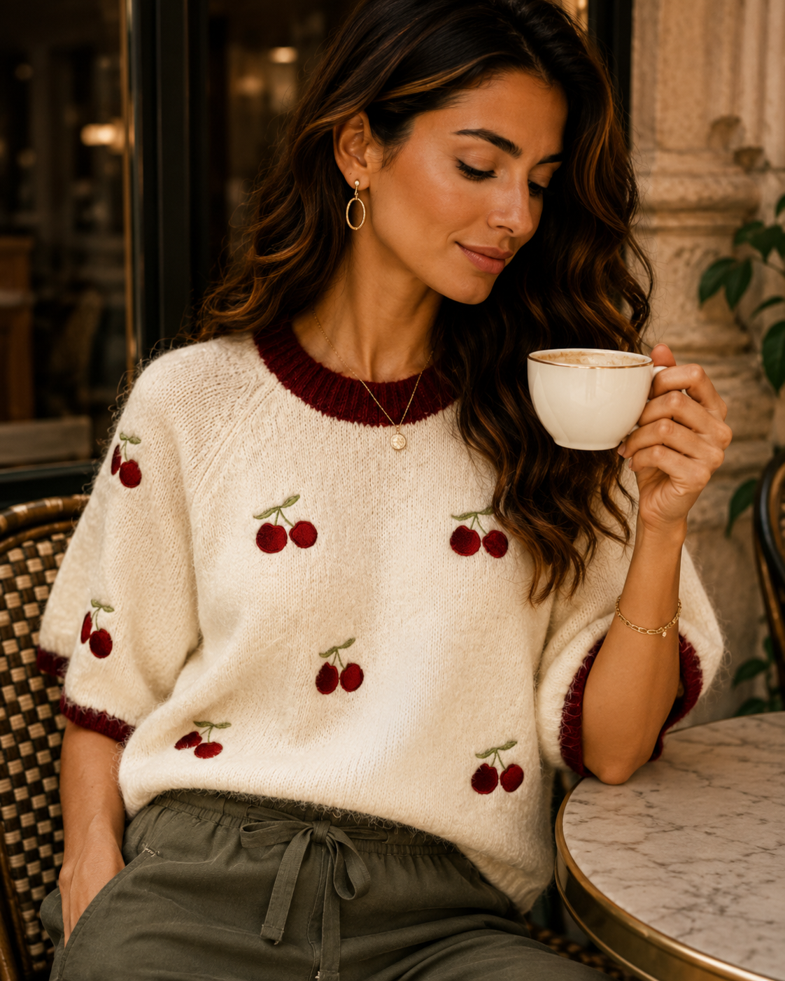 Kirsch-Pullover – Italienische Mode