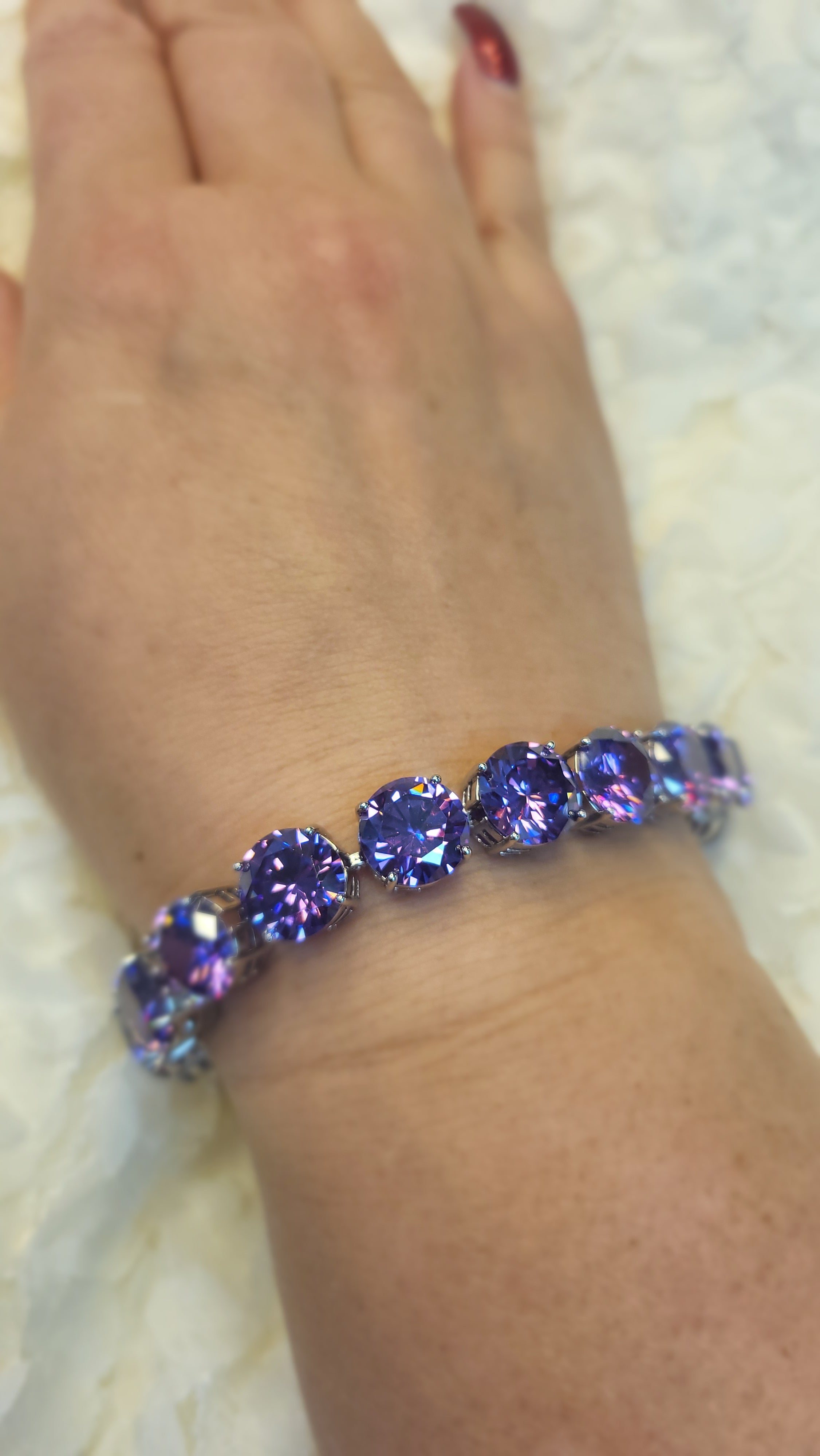 💜 Violet Royal – Luxus Armband mit violetten Zirkonia | Platin-Optik