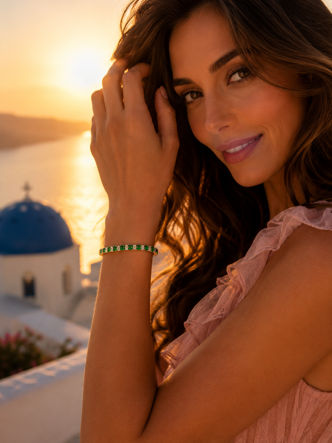 Emerald Shine – Luxus Armband mit Smaragd-Zirkonia | 18K Gold-Optik