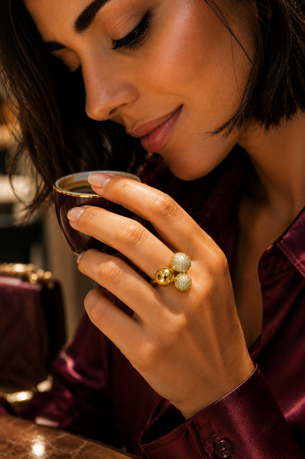 Moderner goldfarbener Ring mit Zirkonia – Größe 8 | Wasserfest & nickelfrei