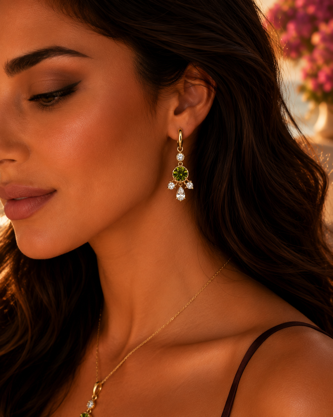 💚 Elegantes Schmuckset mit pistaziengrüner ZirkoniaHinweis: