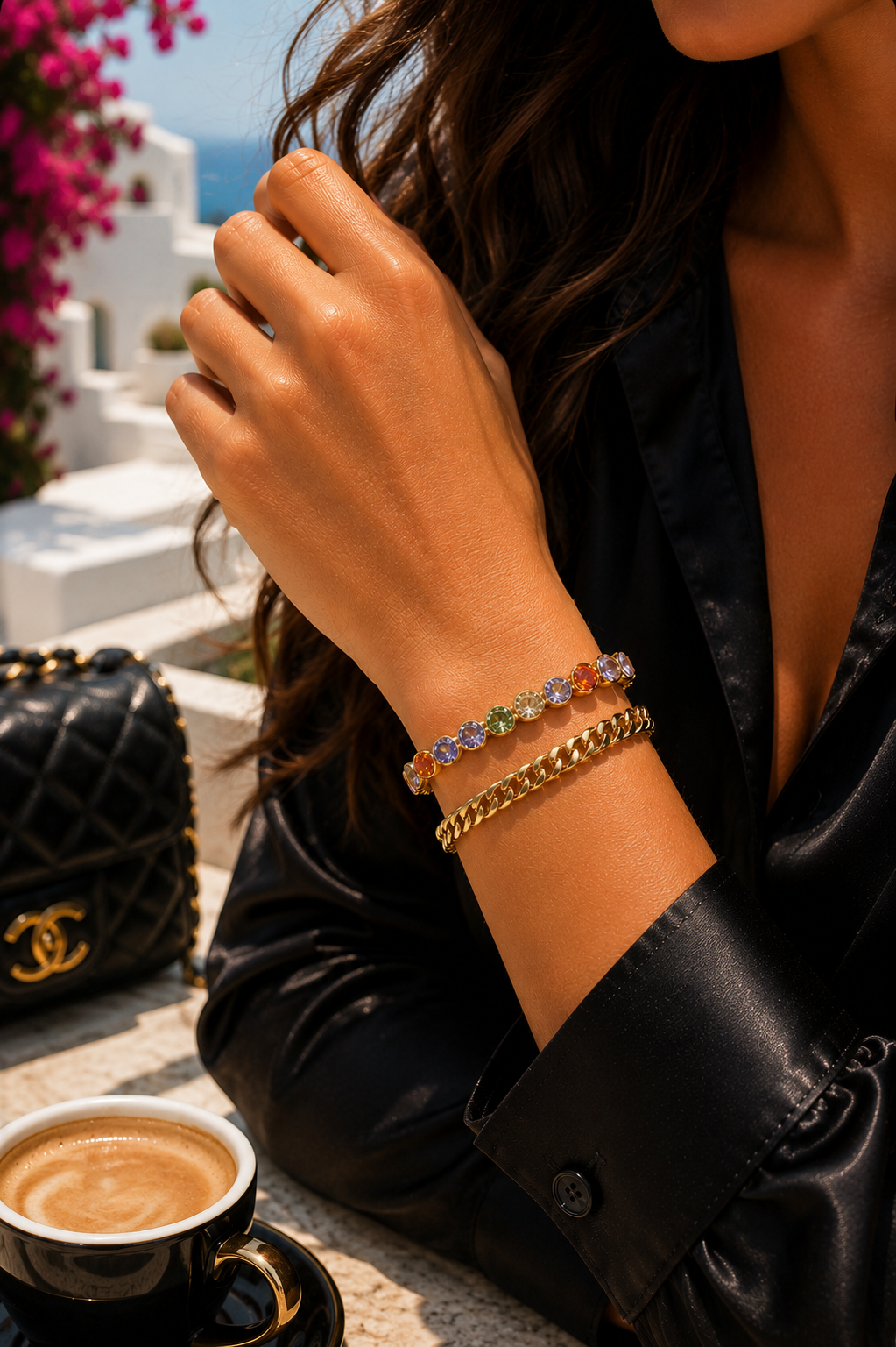 Elegantes Armband-Set mit bunten Zirkonia – 18–19,5 cm | Wasserfest & nickelfrei