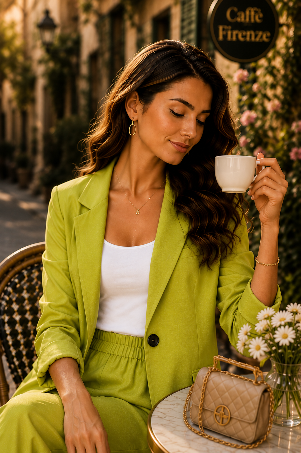 Lime Elegance Set – Blazer & Hose | XL–XXL | Made in Italy